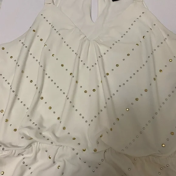 White House Black Market sleeveless dress with gold and silver beads, Size M - Picture 8 of 10